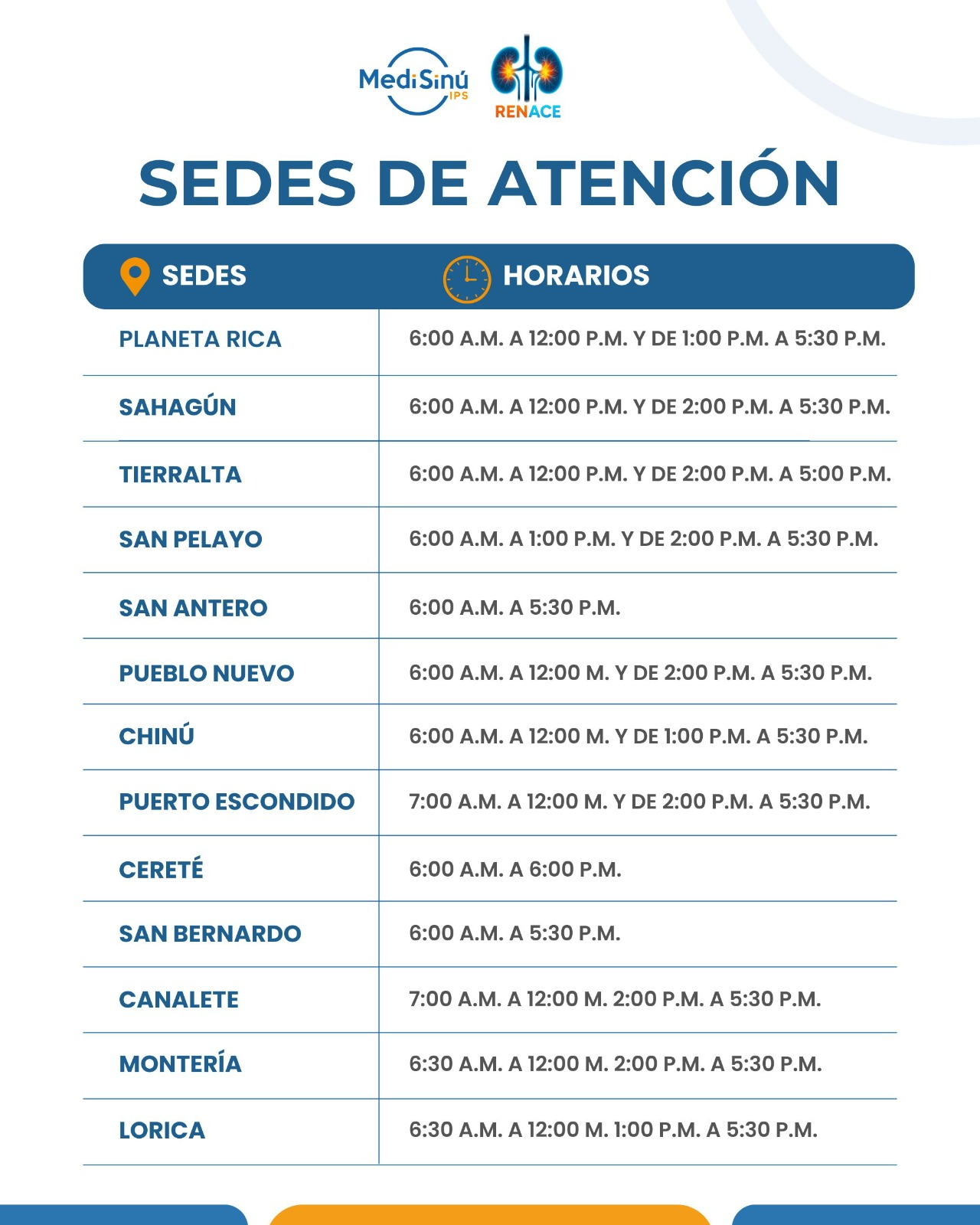 horarios renace